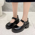 Black Ankle Buckle Platform Pumps Women Japanese Style Patent Leather Mary Jane Shoes Woman Punk Thick Heels Lolita Shoes Mujer.