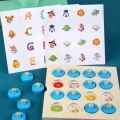 Wooden Multifunctional Memory Chess With 5 Game Cards For Teaching Shapes, Letters, Alphabets, Fruits, Vegetables, Animals For Kids. 