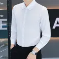 Anti-Wrinkle Men's Shirts Long Sleeve Dress Shirts Male Slim Fit Camisa Social Business Blouse Gray Office Classic Shirt 5XL. 