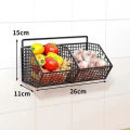 Wall Mounted Kitchen Storage Basket Suitable for Durable Metal Wire Storage of Spices, Garlic, Onions, and Vegetables.