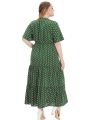 Plus Size New Arrival Fashional Polka Dot Print V Neck Short Sleeve Bohemian Casual Dresses For Big Size Women. 