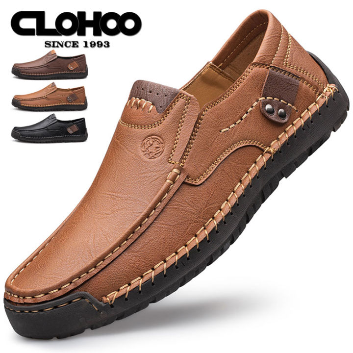 CLOHOO%20Men's%20Handmade%20Thick%20Rubber%20Bottom%20Breathable%20Casual%20Leather%20Shoes%20Classic%20Sewn%20Loafers%20Comfortable%20Leisure%20Footwear%20-%20Image%203