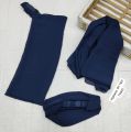 Hijabeez by t&h collection artical 3pc hijab set stuff imported china chiff on size scarf 30 inch weidth 72 inch length nikab 14 inch weldth 15 inch length haed  band free size. 