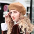 100% Wool Beret Hat Women Winter Thick French Hat Girls Solid Color Autumn Berets Caps Hats For Women Flat Cap Hat Felt Berets. 