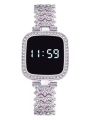 HOT DEAL NO 1 Full Diamond Touch Screen LED Watch Steel Chain with Diamonds Ladies Watches For Female Women Girl. 