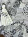 Qalamkar White 3Pcs Lawn Chickenkari Dress with Khaadi Net Dupatta. 