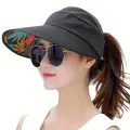 Women Wide Brim Sun Protection Visor Sun Hat, Anti-UV Lightweight Breathable Foldable Beach Hat For Outdoor Sport Cycling Drive. 