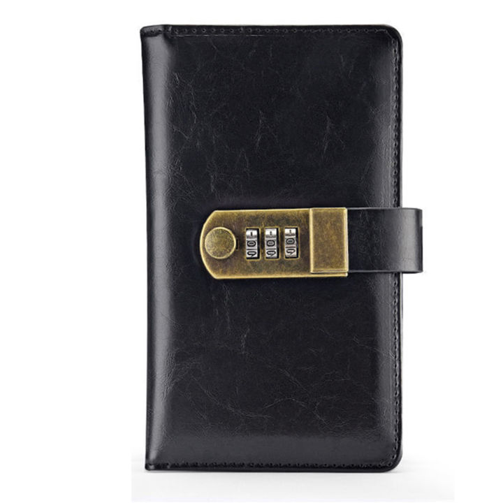 PU Leather Travel Notebook With Digits Password Lock A6 Agenda Diary ...