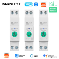 Manhot WIFI Smart Circuit Breaker 1P 16A Power Metering Energy Meter KWh Work With Tuya APP Remote Switch Voltage Current Protec. 