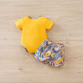 Summer Baby Short-Sleeve Outfit Set Full Print Tropical Beach Plants baby clothes Perfect for Vacation 0-18Months Boys and Girls.