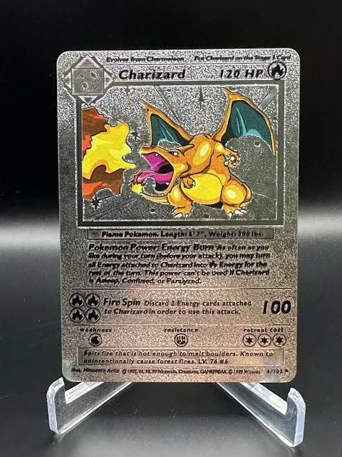 Rare Charizard Base Set 4/102 Silver Foil Pokemon TCG |