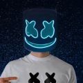 Halloween Light Up Mask Full Face LED Neon Marshmallow Mask Headgear Luminous DJ Music Festival Props Cosplay Rave Party Mask. 