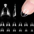 240 Pieces XS Short Almond Nail Tips Soft Gel Full Cover False Nails Half Matte Pre-filed False Clear Press On Extension For SMA. 