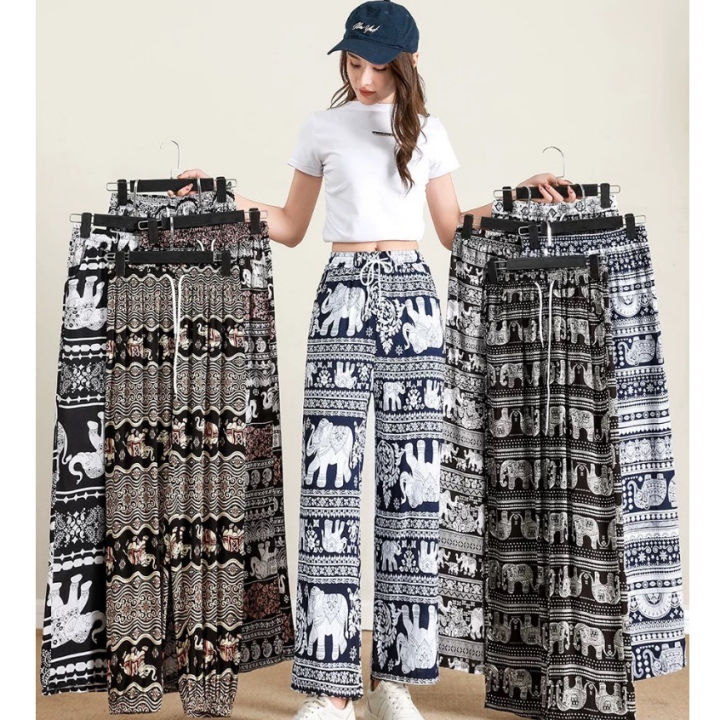 📌Ladateens📌Ready to ship from Thailand elephant pants with good fabric legs, comfortable to wear, elastic waist with rope, actually available in 9 colors #8602