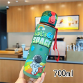 700ml Cosmic Astronaut Themed Insulated Water Bottle Leakproof Flip Lid Carrying Strap Portable Adorable Activities Cup BPA-Free.