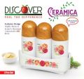 Discover CERAMICA 3pcs salt n pepper shaker with chrome lid n tray.. 