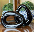 Black Ring Shape Ceramics Floral Vase - Elevate your home décor with the Black Ring Shape Ceramics Floral Vase - Set of 2. 
