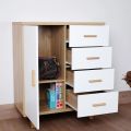 Customized, Modern 4 Drawers Dresser with 1 Door, Elegant Drawers Chest Dresser Storage Cabinet With Handels and Without Foot, Chest of Drawer Cabinet for Closet Bedroom, Living Room, Kids Room. 