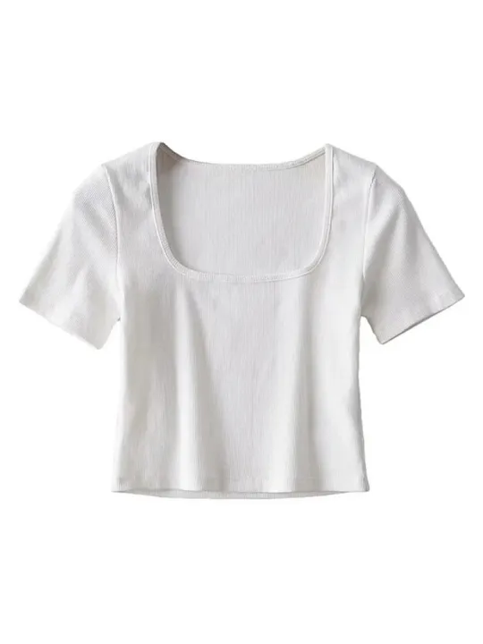 Women%20Square%20Neck%20Rib%20Crop%20T-shirt%20Short%20Sleeve%20Crop%20Top%20-%20Image%203