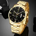 2023 Fashion Men Gold Stainless Steel Watch Luxury Calendar Quartz Wrist Watch Mens Business Watches for Man Clock Reloj Hombre. 