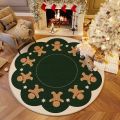 VIKAMA Christmas Red And White Round Carpet With Three-Dimensional Embroidery For Anti-Slip Short Pile Festive Decoration. 