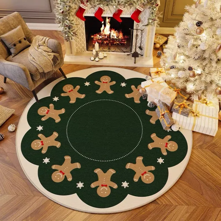 VIKAMA%20Christmas%20Red%20And%20White%20Round%20Carpet%20With%20Three-Dimensional%20Embroidery%20For%20Anti-Slip%20Short%20Pile%20Festive%20Decoration%20-%20Image%204