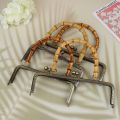 1Pc Vintage Metal Purse Bag Frame Kiss Clasp Lock With Bamboo Handle Jewelry Clasps Sewing Fasteners Purse Making Supplies. 