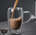 450ml Double Wall Glass Coffee Mug,Double wall insulated Glass Mug Borosilicate Glass Mug. 