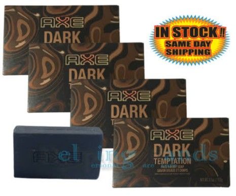 NWT 4 Pec Unilever Axe Dark Temptation Soap .Bars Dark Chocolate Scent