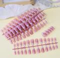 24 French Gel Nail Tips - French Tip Nails Coffee Medium Almond Fake Nails for Nail Art With Glue Stickers Nail File. 