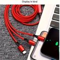 Multi-function Charging Cable 1.2M Charging Cable Nylon Braided Fast Charging Universal 3-in-1 Charging Cable Adapter For IP/Type-C/Micro-USB Ports, Compatible With Mobile Phones, Tablets. 