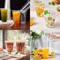 50PCS Disposable Plastic Cups with Lids for Ice Coffee Cold Drinks Plastic Cups Home Restaurant Drink Shop Party Picnic Party. 