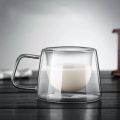 200ml Double Wall Glass Coffee Mug Transparent Heat-resistant Espresso Cup with Handle Latte Cappuccino Breakfast Tea Water Cup. 