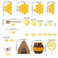 Bee Cake Toppers Honey Jar Cake Topper Honeycomb Cake Decorations for Baby Shower Bee Theme Birthday Party Decoration Supplies. 