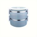 2 Layer Stainless Steel Lunch Box Round Thermal Insulated Food Warmer. 