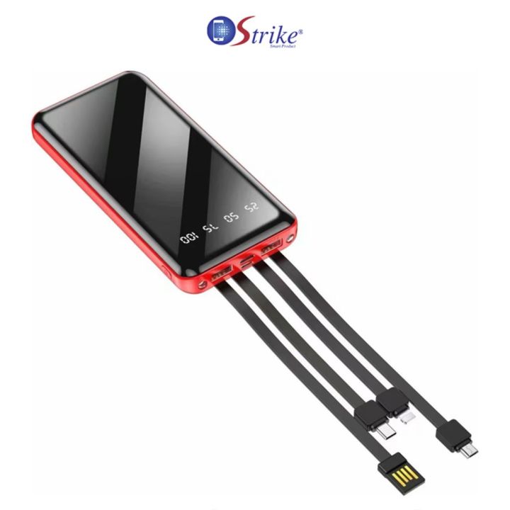 Strike PB-04 10000Mah Power bank Fast Charging 4IN1 Cable Built-in Led Flash light Let Display