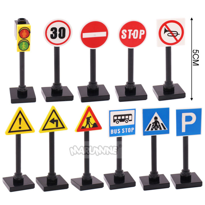 Marumine%20Traffic%20Road%20Sign%20Light%20Lamp%20MOC%20Block%20Brick%20Parts%20City%20Street%20View%20Building%20Accessories%20Barrier%20Speed%20Limit%20Warning%20-%20Image%203