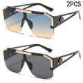 2PCS New Lion Head Integrated Sunglasses Trendy Large Frame Sunglasses Female Personalized Hollow Leg Sunglasses 6922.