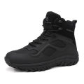 High-Top Leather Men's Boots Breathable Desert Combat Boots Outdoor Non-slip Hiking Boots Men Motorcycle Boots Work Ankle Boots. 