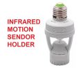 Motion Sensor Infrared LED Bulb Holder: Automatic ON/OFF Light, E27 Lamp Holder, 220V. 