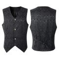 2024 Vest Men Renaissance Steampunk Coat Gothic Jacquard Waistcoat Single Breasted Business Formal Dress Vest for Suit.