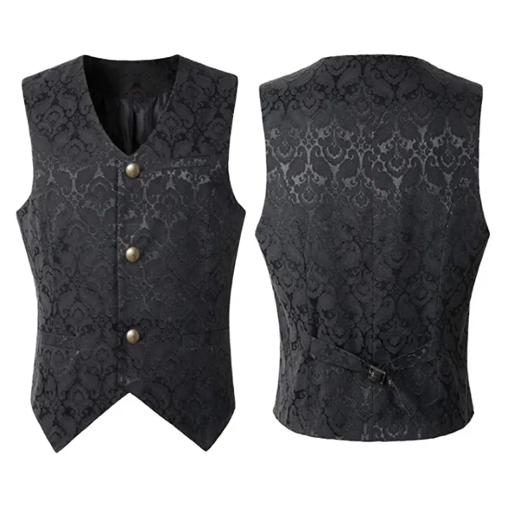 2024%20%20Vest%20Men%20Renaissance%20Steampunk%20Coat%20Gothic%20Jacquard%20Waistcoat%20Single%20Breasted%20Business%20Formal%20Dress%20Vest%20for%20Suit%20-%20Image%203
