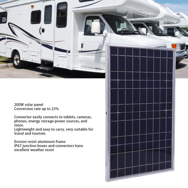 200W Solar Panel Kit Aluminum Frame Solar Charger Controller Kit for Off Grid Applications RV Travel