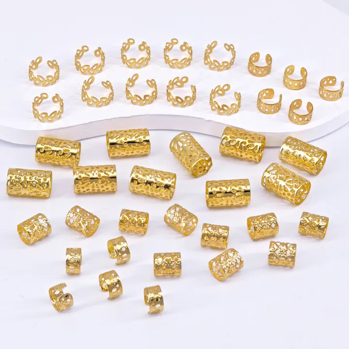 40PCS%20Hair%20Jewelry%20for%20Braids%20Gold%20Hair%20Cuffs%20Multi%20Style%20Hair%20Rings%20Adjustable%20Hair%20Beads%20for%20Braid%20Loc%20Dreadlock%20for%20Women%20-%20Image%203