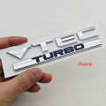 3D ABS Chrome Black Logo VTEC TURBO Badge Car Rear Trunk Sticker Emblem Decal Badge For Honda Civic Accord CRV Auto Accessories.