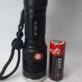 metalic body telescopic zoom flashlight torch 8800mah with battery indicator. 