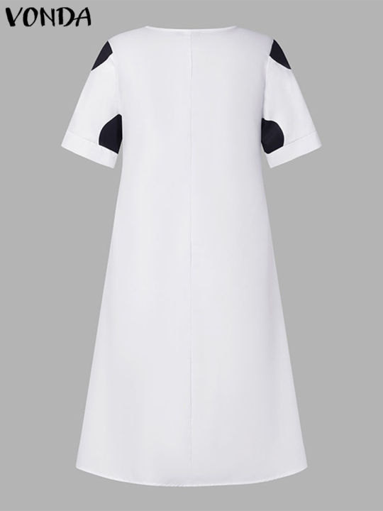 VONDA%20Women%20Maxi%20Long%20Dress%202024%20Summer%20Bohemian%20Polka%20Dot%20Dress%20V%20Neck%20Party%20Sundress%20Loose%20Vestidos%20Beach%20Robe%20Elegant%20-%20Image%205