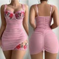 Transparent Lingerie Woman Underwire Bra And Panty Set Embroidery Floral Dress Elegant Nightdress Intimate Nightgown.