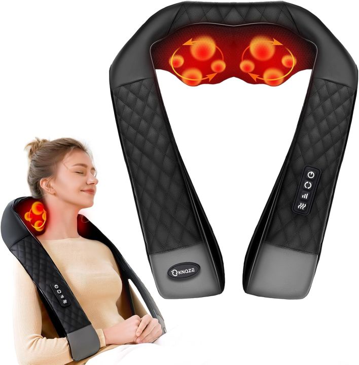 Electric Neck Massager with Heat, 4D Deep Tissue Kneading Shiatsu Massager for Neck, Shoulders, Back & Legs