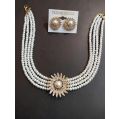 Stylish White Pearls Necklace Set Stud With Earrings For Girls & Woman. 